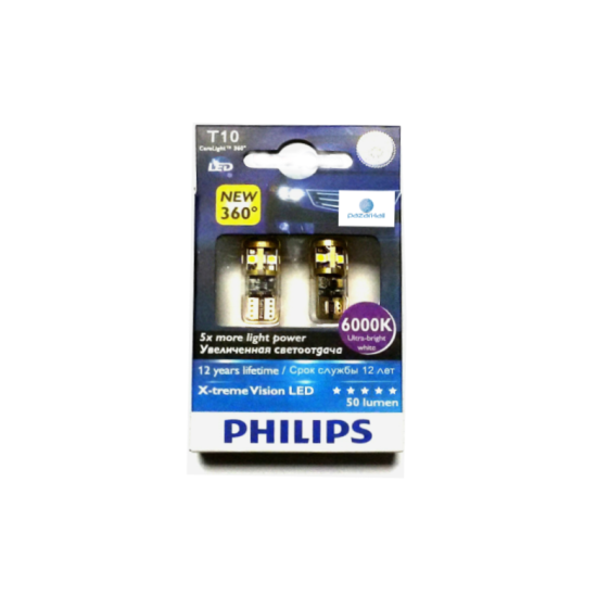 Ψείρες  PHILIPS X-treme Vision T10 LED CANCELLER 6000K Ultra-bright white ΟΕ