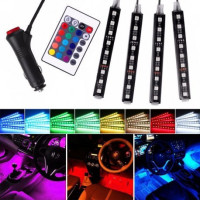 Σετ 4 RGB LED ταινίες αυτοκινήτου για εσωτερική διακόσμηση