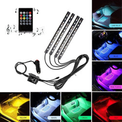 Σετ 4 RGB LED ταινίες αυτοκινήτου που αναβοσβήνουν με τη μουσική - OEM