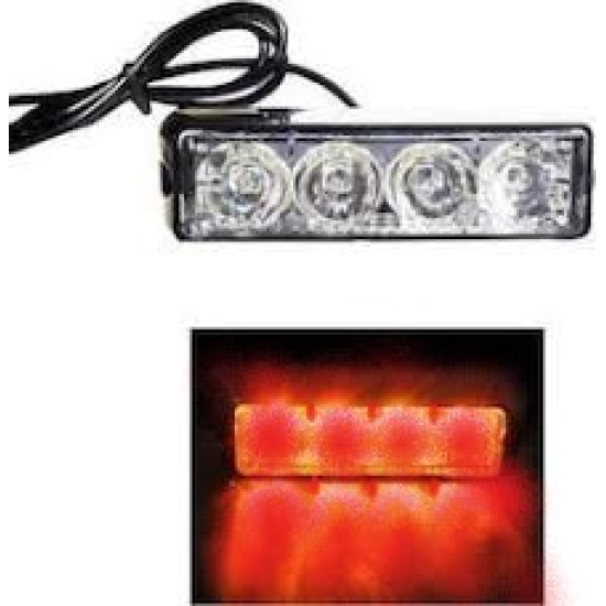 Φώτα LED Strob Αστυνομίας-Ασφαλείας Κόκκινο DC12V 4 LED - ΟΕΜ