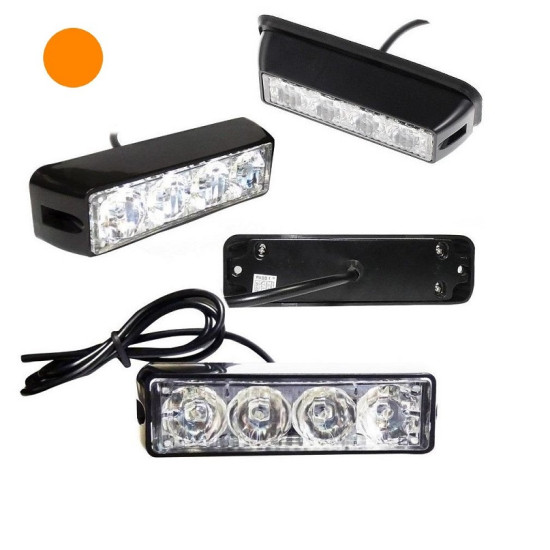 Φώτα LED Strob Αστυνομίας-Ασφαλείας Πορτοκαλί DC12/24V 4 LED - ΟΕΜ