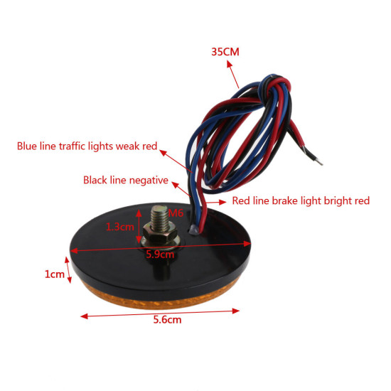 Led στρογγυλή λυχνία 12v με 24 led Πορτοκαλί