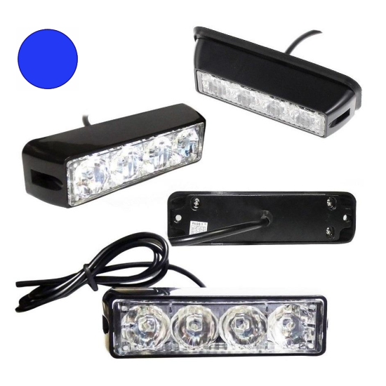 Φώτα LED Strob Αστυνομίας-Ασφαλείας Μπλέ DC12V 4 LED - ΟΕΜ