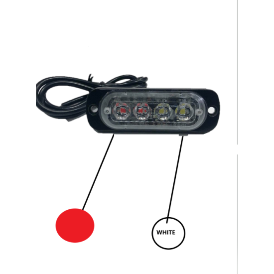 Φανάρι led κόκκινο&λευκό strobe με διαφορετικές λειτουργίες LED 12-24V 4 SMD -  OEM