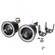 2 Χ Universal fog φώτα ομίχλης LED COB Angel Eyes 3 ίντσες 76mm μπλέ στεφάνη IP65 - OEM