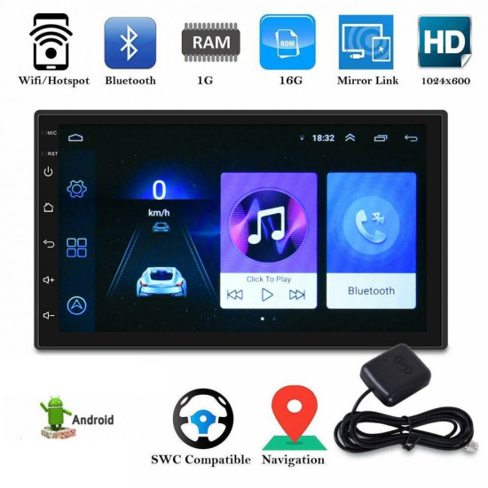 Οθόνη αυτοκινήτου γυαλί αφής 2din Universal 7″ ANDROID 10 OEM.