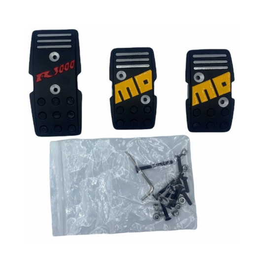 Πεταλιέρες kit μαύρο με κίτρινες και κόκκινες λεπτομέριες αλουμίνιου R3000 momo – ΟΕΜ