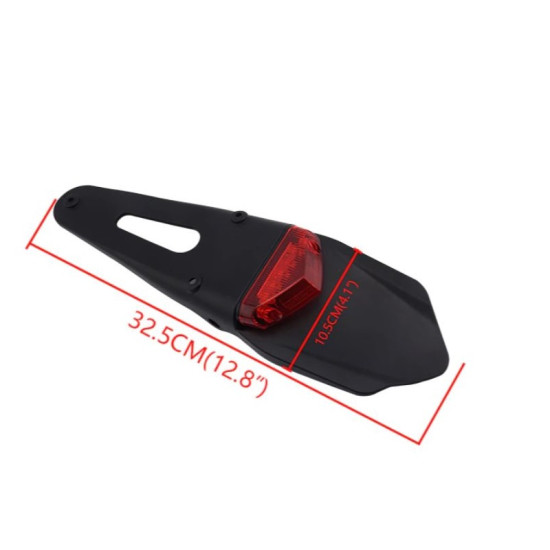Φτερό πίσω ENDURO Universal με led Και κόκκινο κρύσταλλο Μαύρο MSDURO 09-OEM.