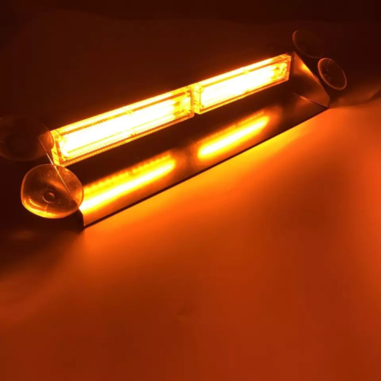 Μπαράκι Πορτοκαλί LED COB Strobe Για Ταμπλό 27cm 12-24V Βάση με Βεντούζα OEM.