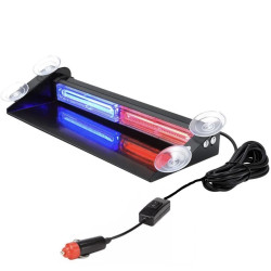 Μπάρα LED COB Strobe Για Ταμπλό 27cm 12-24V Βάση με Βεντούζα Μπλέ-Κόκκινο OEM.