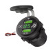 Αδιάβροχη πρίζα μηχανής με 2 θύρες USB QC 3.0 βολτόμετρο και διακόπτη On/Off πράσινο OEM.