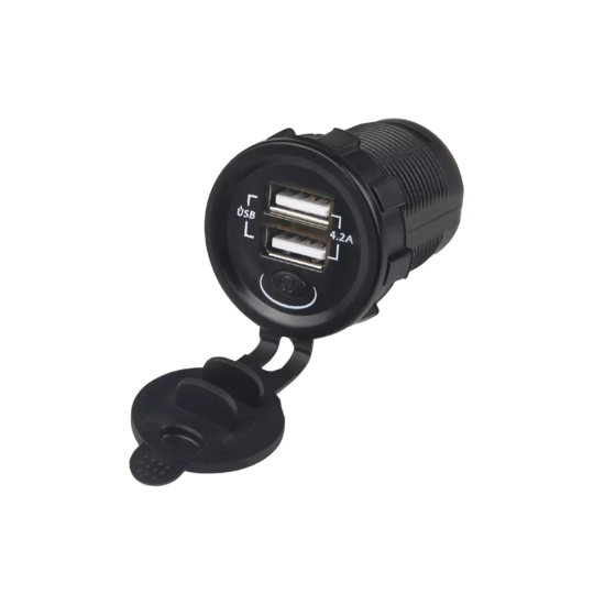Αδιάβροχος φορτιστής με διπλή USB θύρα 12V 4.2A OEM