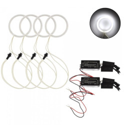 LED φωτιζόμενη στεφάνη Angel Eyes CCFL 100mm 12V 3W σετ 4 τεμαχίων ψυχρό λευκό 6000K - OEM