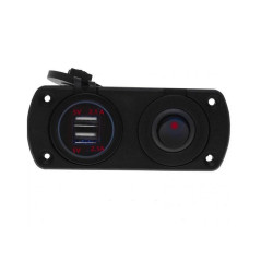 Διπλός USB Φορτιστής Αυτοκινήτου 12V με Ενσωματωμένη Βάση Πάνελ και Διακόπτη - ΟΕΜ