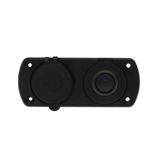 Διπλός USB Φορτιστής Αυτοκινήτου 12V με Ενσωματωμένη Βάση Πάνελ και Διακόπτη - ΟΕΜ