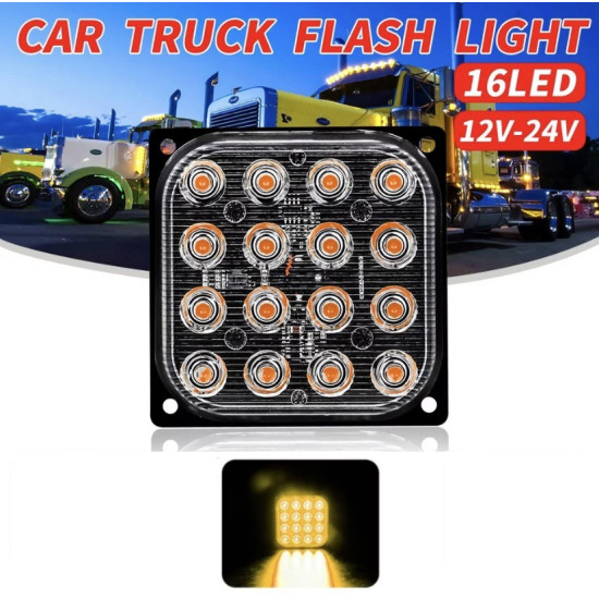 Φανάρι LED 48w πορτοκαλί με 2 λειτουργίες 12/24V 7000lm 16 SMD Ultra Bright IP66-OEM