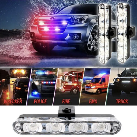 Φωτισμός LED Strobe για οχήματα έκτακτης ανάγκης Μπλε – Κόκκινο 12V 30W 