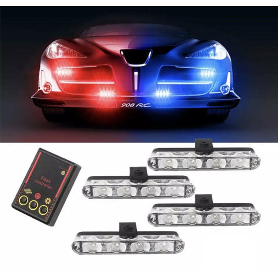Φωτισμός LED Strobe για οχήματα έκτακτης ανάγκης Μπλε – Κόκκινο 12V 30W 