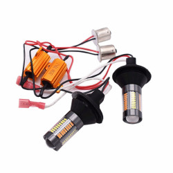 Σετ φώτα ημέρας/φλάς/φρένου BA15S/BAU15S 64 SMD με αντίσταση Canbus (canceler) 12V 1000LM 20W ψυχρό λευκό και πορτοκαλί OEM
