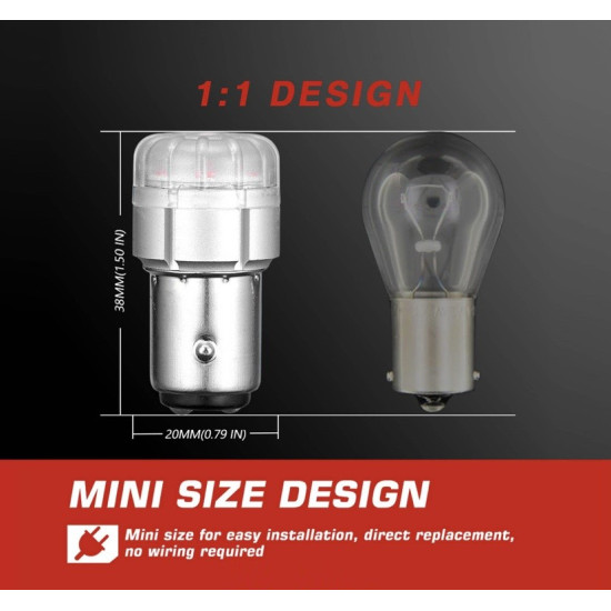 Διπολική λάμπα LED 1157 BAY15D 12V 9 SMD 3020 9W 260LM κόκκινο 2 τεμάχια A500 SL2 1157R NOVSIGHT