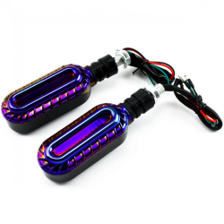 Σετ 2τμχ Φλας LED Μοτοσυκλέτας 12V 10mm με Διπλό Φωτισμό SY-MTZXD0120 – Κόκκινο, Πορτοκαλί - OEM
