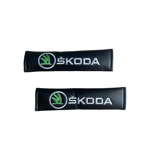 Μαξιλαράκια Ζώνης Carbon SKODA Σετ Χρώμα Μαύρο - ΟΕΜ