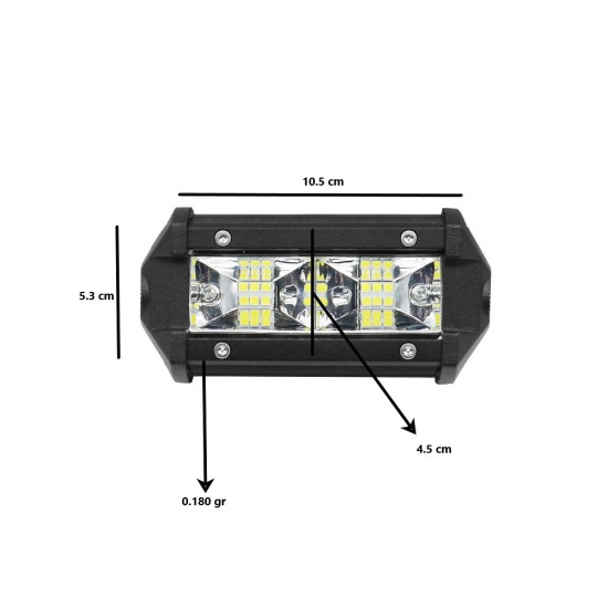 Μπάρα Αλουμινίου 12V-24V 36W 12 SMD IP68 2880LM 6000K OYQP-0003