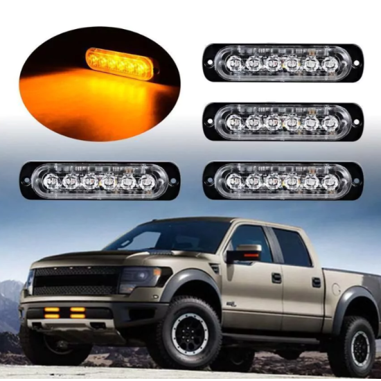 Led strobe slim 18w με 6 led 12/24V – Amber Flash Light Bar Car Πορτοκαλί - ΟΕΜ