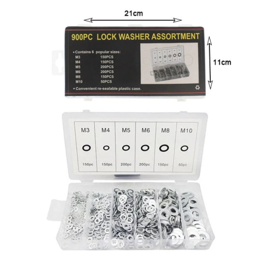 Ροδέλες αλουμινίου – 900pcs Lock washer assortment - OEM