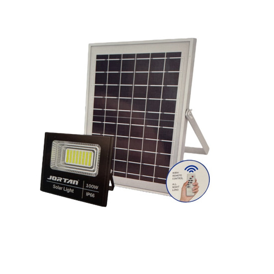 Ηλιακός προβολέας LED 100 Watt  με φωτοβολταϊκό πάνελ και Τηλεχειριστήριο - OEM