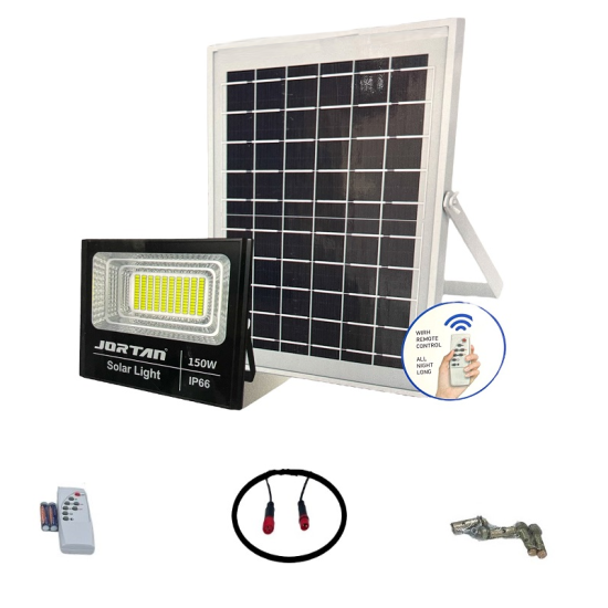 Ηλιακός προβολέας LED 150 Watt  με φωτοβολταϊκό πάνελ και Τηλεχειριστήριο - OEM