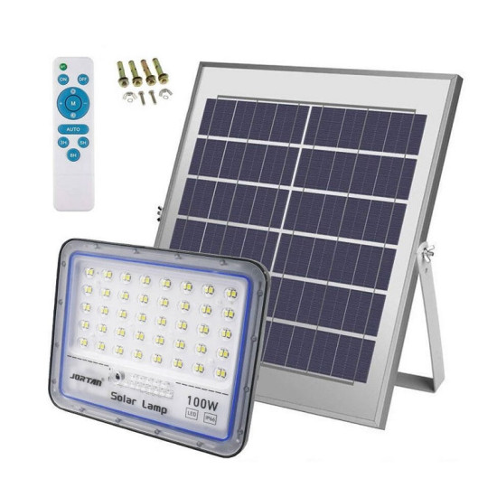 Ηλιακός Προβολέας Led Αδιάβροχος 100W 6400LM με Πάνελ και Τηλεχειριστήριο Jortan JT-100W Ηλιακός Προβολέας Led Αδιάβροχος 100W 6400LM με Πάνελ και Τηλεχειριστήριο Jortan JT-100W