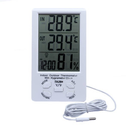 Ψηφιακό εσωτερικό - εξωτερικό θερμόμετρο Με οθόνη υγρομέτρου ρολογιού TA298 ΟΕΜ
