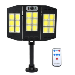 LED Αδιάβροχο Ηλιακό Επιτοίχιο Αναδιπλούμενο Φωτιστικό με Ανιχνευτή Κίνησης W796-6 Μαύρο