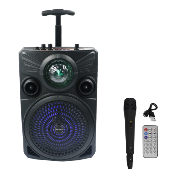 Φορητό Ασύρματο Ηχείο 8″ Bluetooth FM, USB, TF, AUX 20W TWS με Λαβή Μεταφοράς BT-2077 Μαύρο