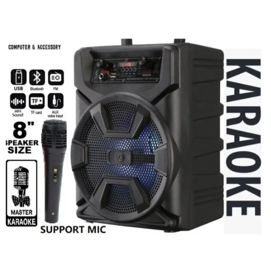 Φορητό Ασύρματο Ηχείο 8” Bluetooth με Μικρόφωνο BT-1902