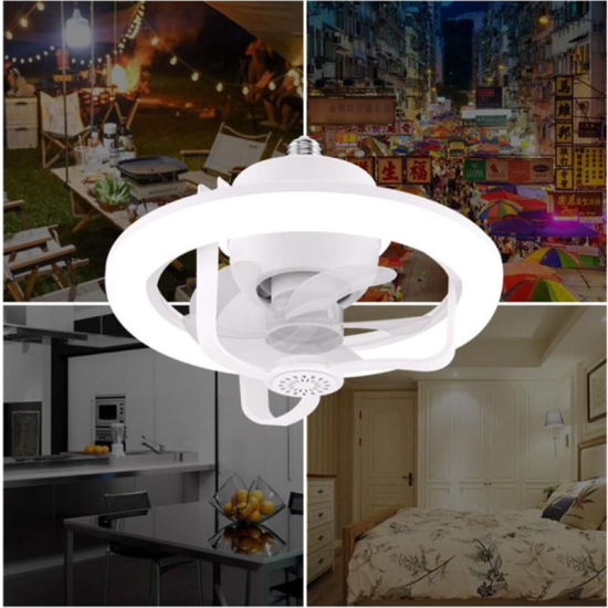 Ανεμιστήρας περιστρεφόμενος οροφής φωτιστικό 2 σε 1 με ντουί Ε27 ισχύος 60W με τηλεχειριστήριο και ρυθμιζόμενο φωτισμό RZ-176