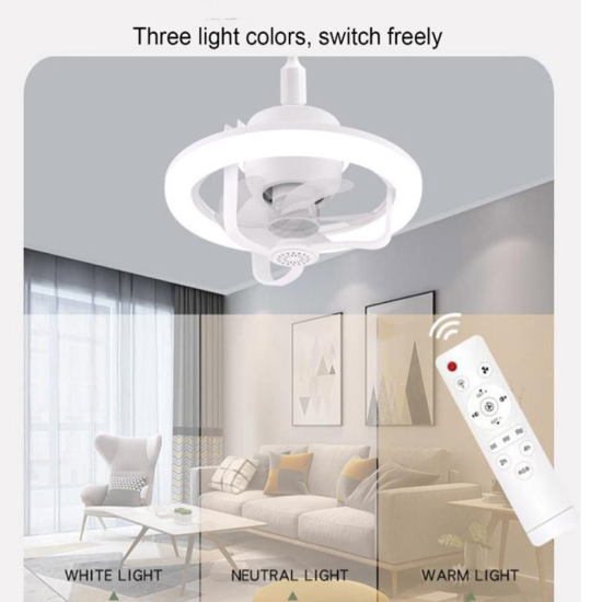 Ανεμιστήρας περιστρεφόμενος οροφής φωτιστικό 2 σε 1 με ντουί Ε27 ισχύος 60W με τηλεχειριστήριο και ρυθμιζόμενο φωτισμό RZ-176