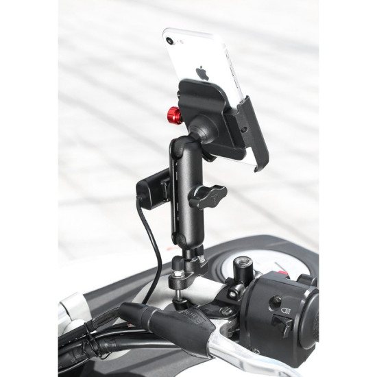 Βάση Κινητού για Καθρέπτη Μοτοσυκλέτας με Θύρα Φόρτισης USB και Ρυθμιζόμενο Βραχίονα MDL2821B Motowolf