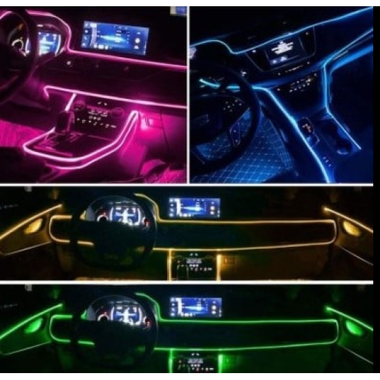 Διακοσμητικός Φωτισμός Οπτική Ίνα LED RGB 6μ Εσωτερικού Σαλονιού Αυτοκινήτου - Φωτορυθμικό με Τηλεχειριστήριο & Μικρόφωνο 12V - Fiber Optic