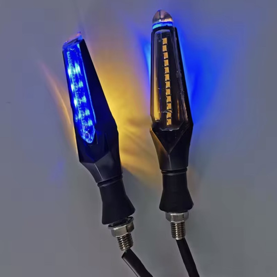 Φλας Μοτοσυκλέτας 14 SMD Κίτρινο και Μπλε LED 2τμχ 