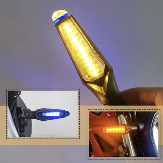 Φλας Μοτοσυκλέτας 14 SMD Κίτρινο και Μπλε LED 2τμχ 