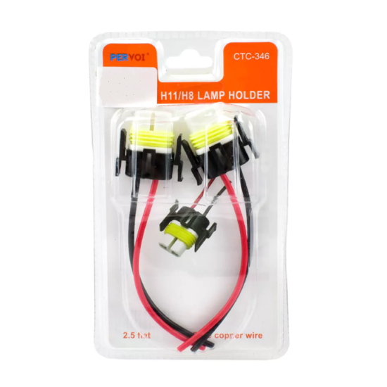 Σετ Κεραμικά Φις Λάμπας H11/H8 Pervoi 2τμχ  CTC-346 – Μαύρο-Λευκό