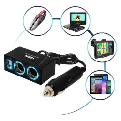 Πολύπριζο Αυτοκινήτου 120W 3 Σε 1 Με 2 Θύρες Αναπτήρα & USB