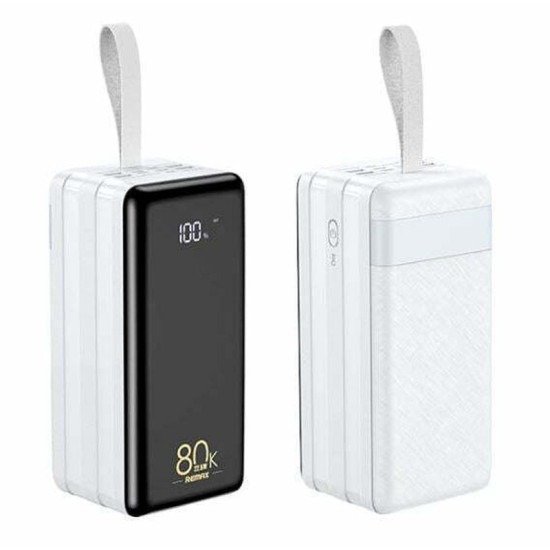 Power Bank 80000mAh 22.5W με 2 Θύρες USB-A και Θύρα USB-C Power Delivery Remax RPP-291 Λευκό Power Bank 80000mAh 22.5W με 2 Θύρες USB-A και Θύρα USB-C Power Delivery Remax RPP-291 Λευκό