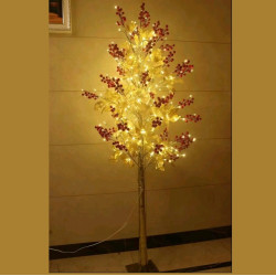 Χριστουγεννιάτικο Διακοσμητικό Χρυσό Δέντρο με Κόκκινα Μούρα 180cm με Θερμό Λευκό Φωτισμό