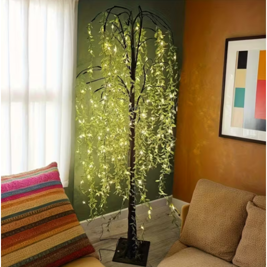 Φωτιζόμενο Δέντρο 560 Led 180cm με Θερμό Λευκό Φωτισμό & Πράσινα Φύλλα