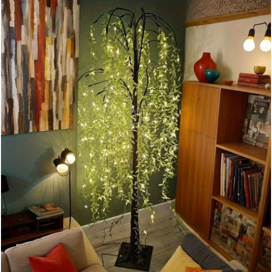 Φωτιζόμενο Δέντρο 560 Led 180cm με Θερμό Λευκό Φωτισμό & Πράσινα Φύλλα