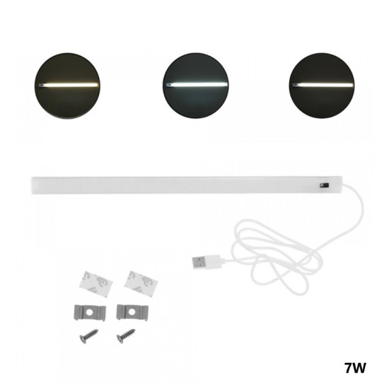LED μπάρα φωτιστικό ντουλάπας USB 5V 7W με αισθητήρα κίνησης χεριού 3500/4500/6500Κ ασημί 30cm RiXME RZ-0028 - OEM