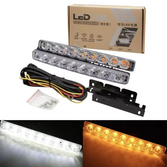 Led φώτα ημέρας DRL 2x40w Λευκό & Πορτοκαλί φλάς-OEM.